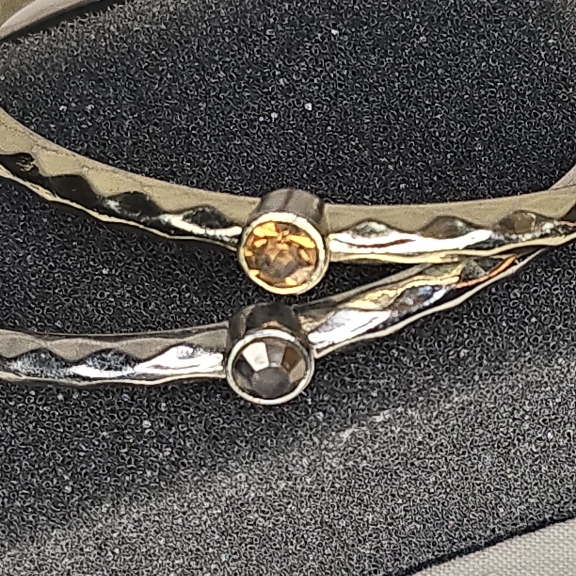 Graziano Silver And Gold Coror Rhinestones Bangle Bracelets Set Of 2 20$
